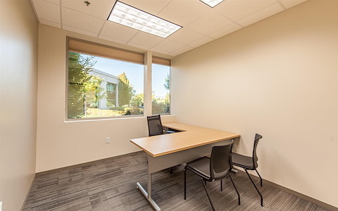 Bright office with large windows